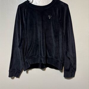 Cropped Victoria’s Secret Black Women's Velour Pullover Sweatshirt size XL
